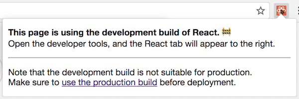 React DevTools sur un site web utilisant la version de développement de React